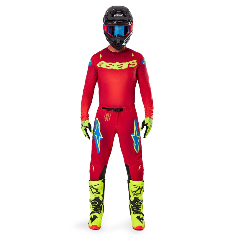 Pantalón de motocross Alpinestars Supertech Maker rojo-fluo amarillo