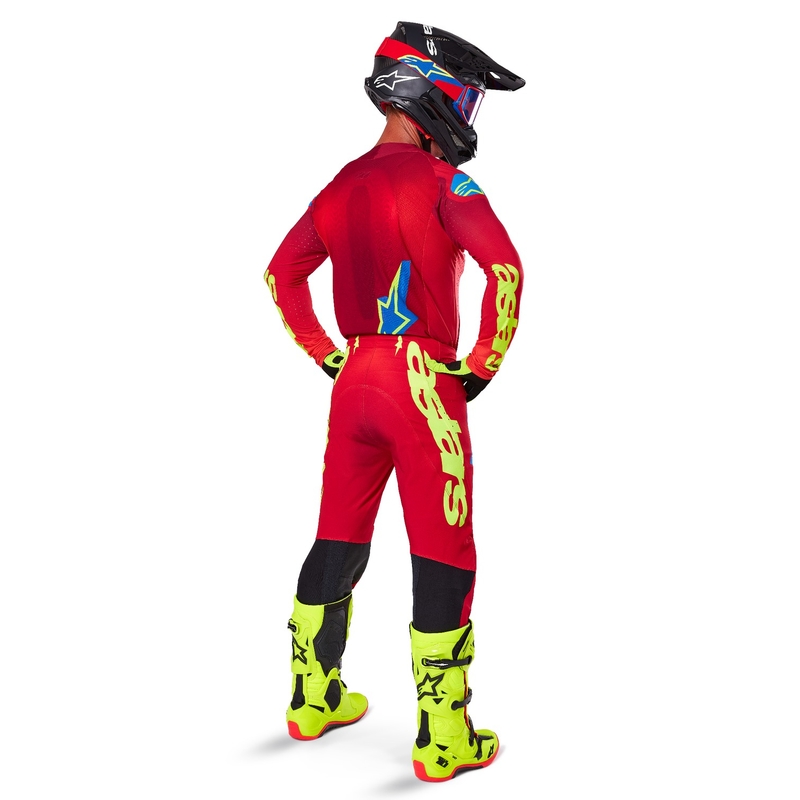 Pantalón de motocross Alpinestars Supertech Maker rojo-fluo amarillo