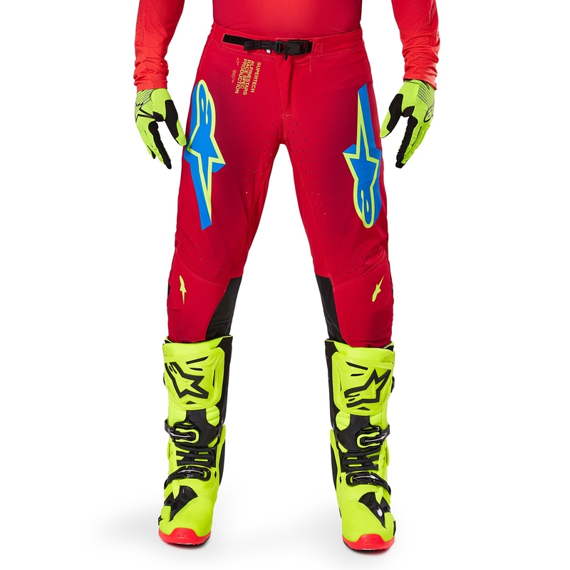 Pantalón de motocross Alpinestars Supertech Maker rojo-fluo amarillo