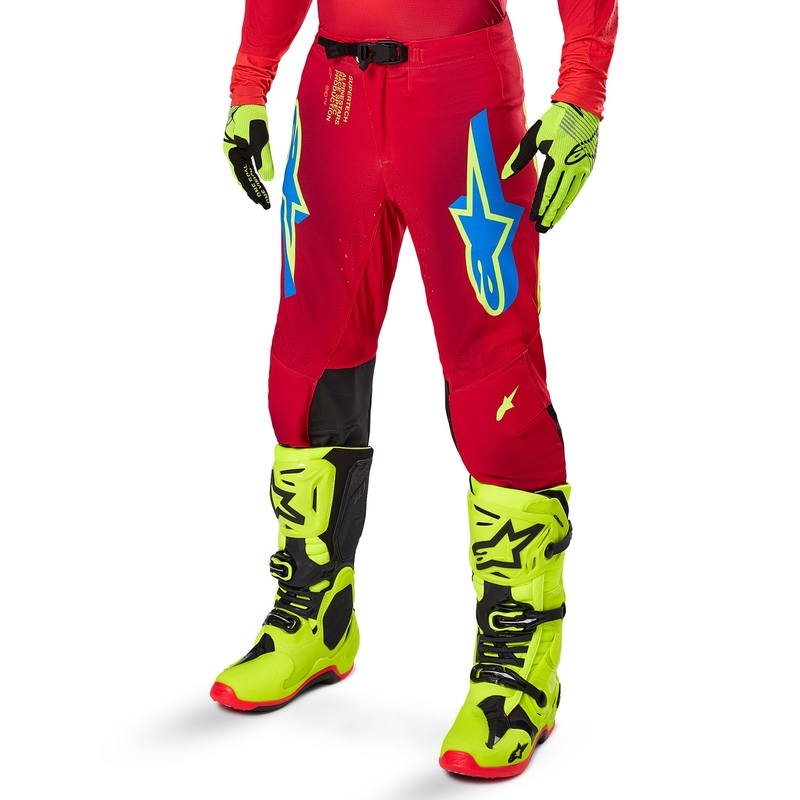 Pantalón de motocross Alpinestars Supertech Maker rojo-fluo amarillo