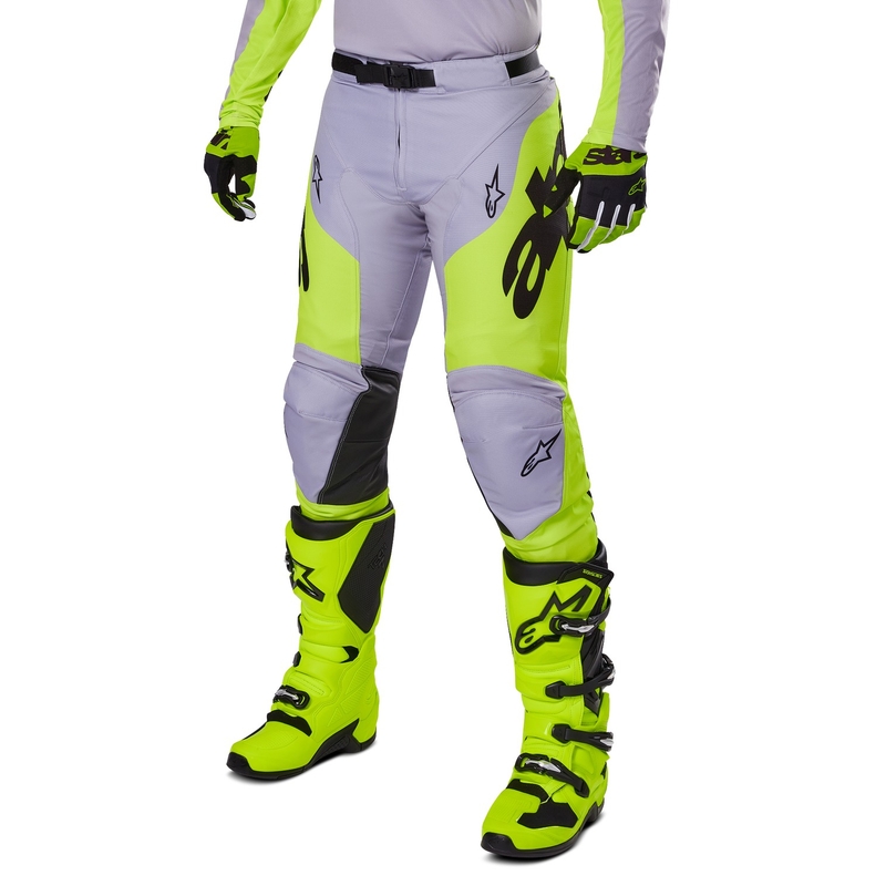 Pantalón motocross Alpinestars Racer Veil gris-amarillo fluo