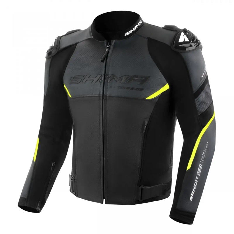 Chaqueta de cuero Shima Bandit 2.0 negro-blanco-fluo-amarillo