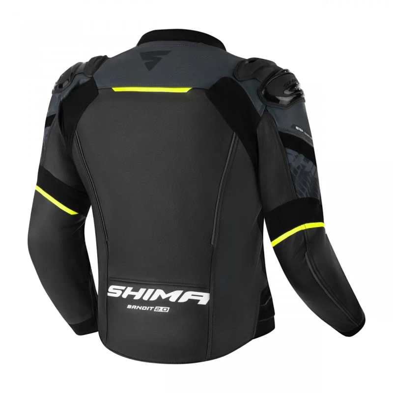 Chaqueta de cuero Shima Bandit 2.0 negro-blanco-fluo-amarillo