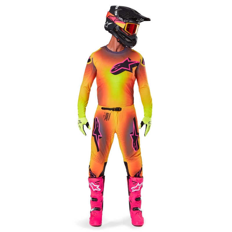 Pantalón motocross Alpinestars Supertech Lipan amarillo y rosa