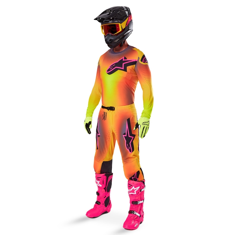 Pantalón motocross Alpinestars Supertech Lipan amarillo y rosa