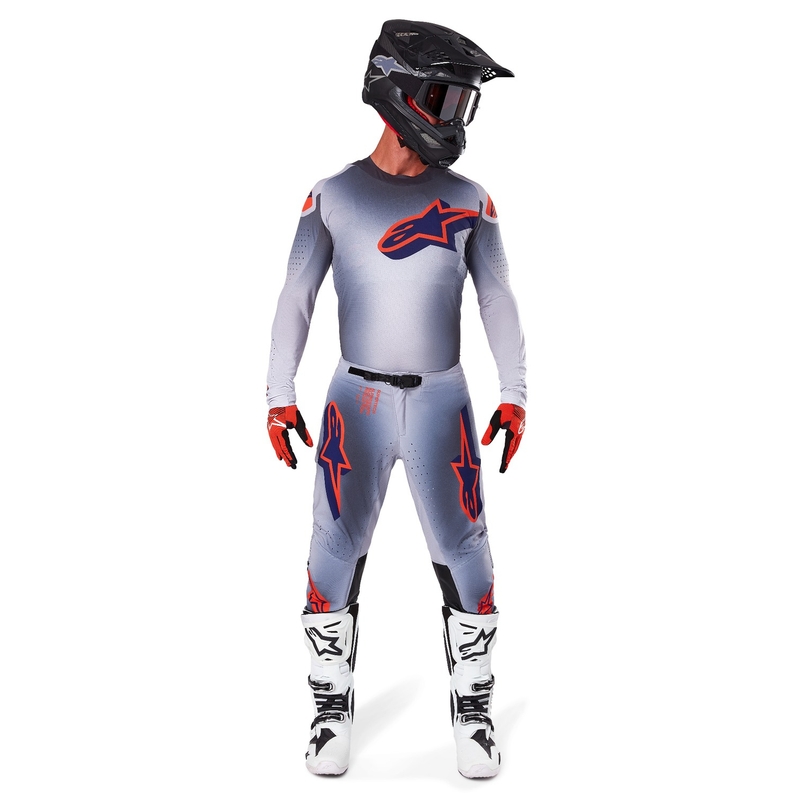 Pantalón de motocross Alpinestars Supertech Lipan gris-naranja fluorescente
