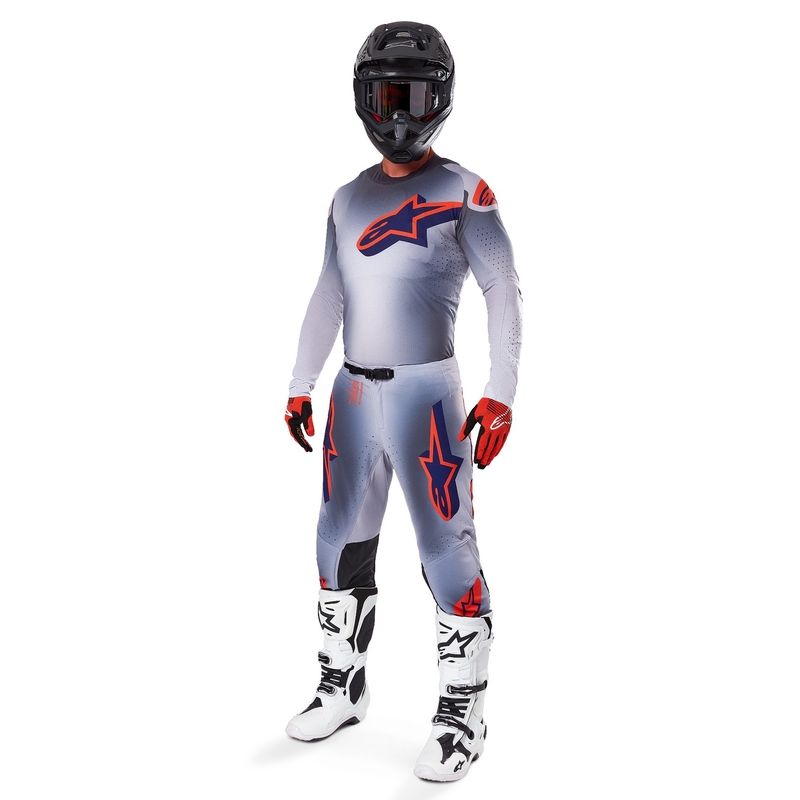 Pantalón de motocross Alpinestars Supertech Lipan gris-naranja fluorescente
