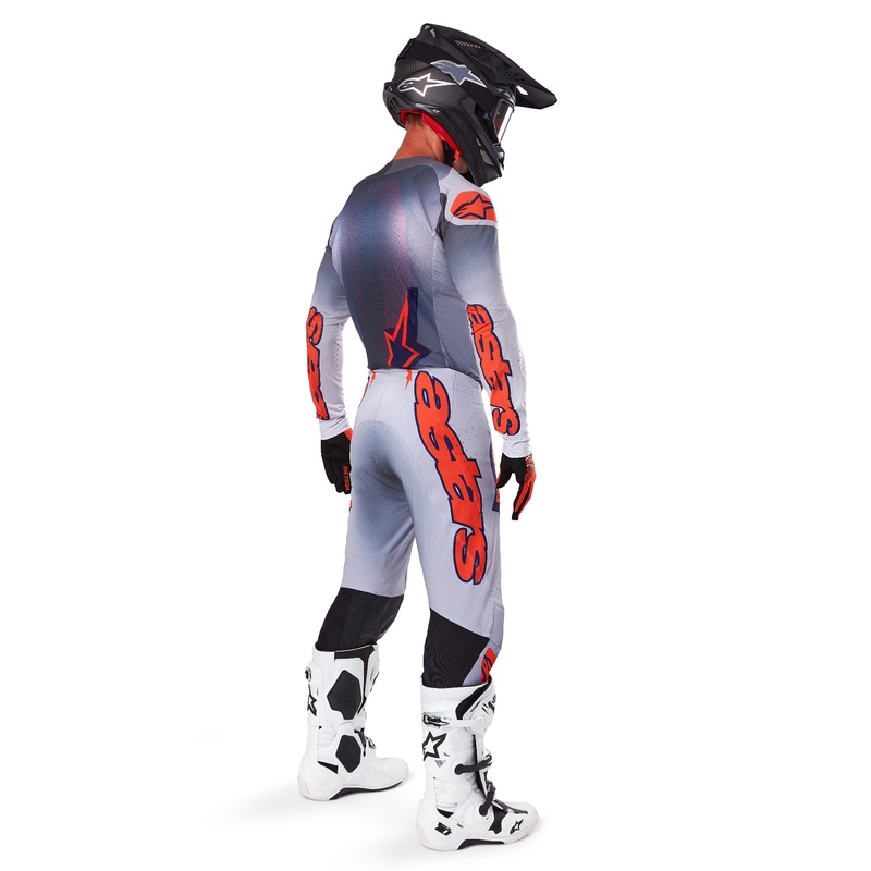 Pantalón de motocross Alpinestars Supertech Lipan gris-naranja fluorescente