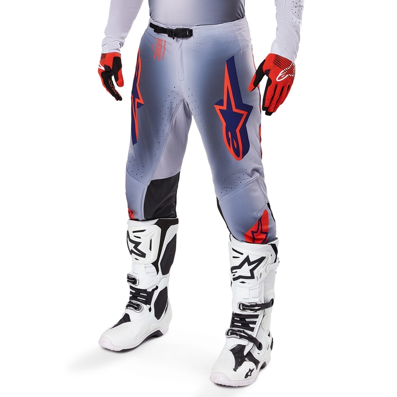 Pantalón de motocross Alpinestars Supertech Lipan gris-naranja fluorescente