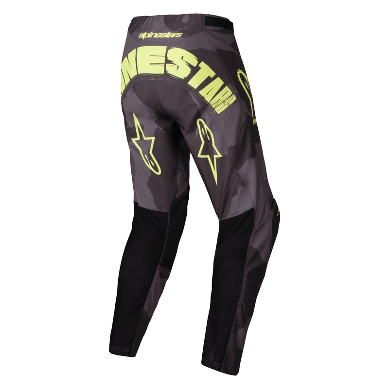 Pantalón motocross Alpinestars Racer Hollow camuflaje oscuro-amarillo fluo