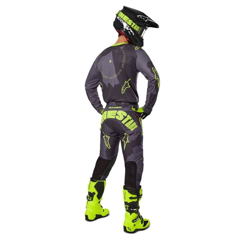Pantalón motocross Alpinestars Racer Hollow camuflaje oscuro-amarillo fluo