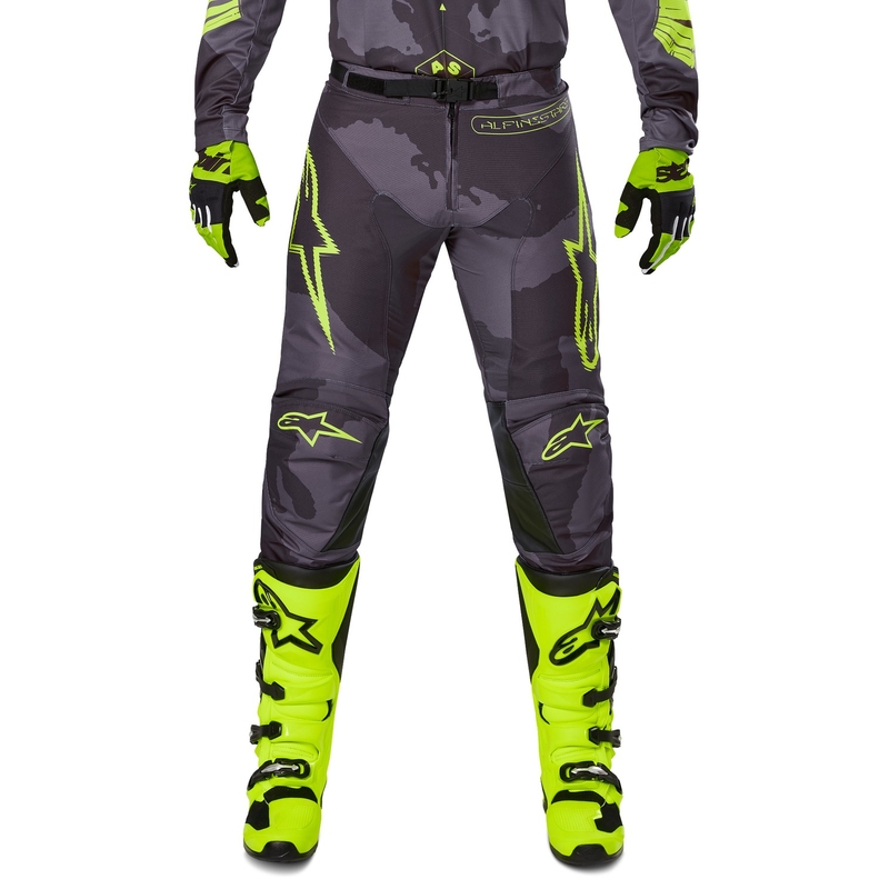 Pantalón motocross Alpinestars Racer Hollow camuflaje oscuro-amarillo fluo