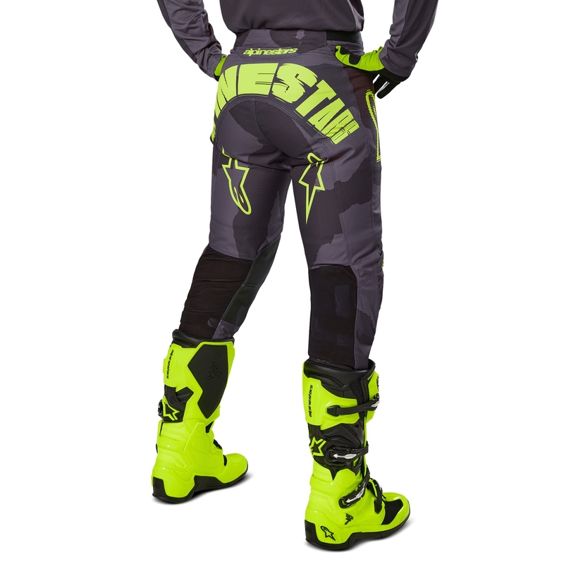 Pantalón motocross Alpinestars Racer Hollow camuflaje oscuro-amarillo fluo