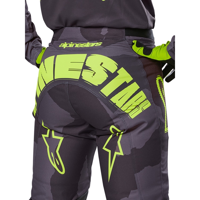Pantalón motocross Alpinestars Racer Hollow camuflaje oscuro-amarillo fluo