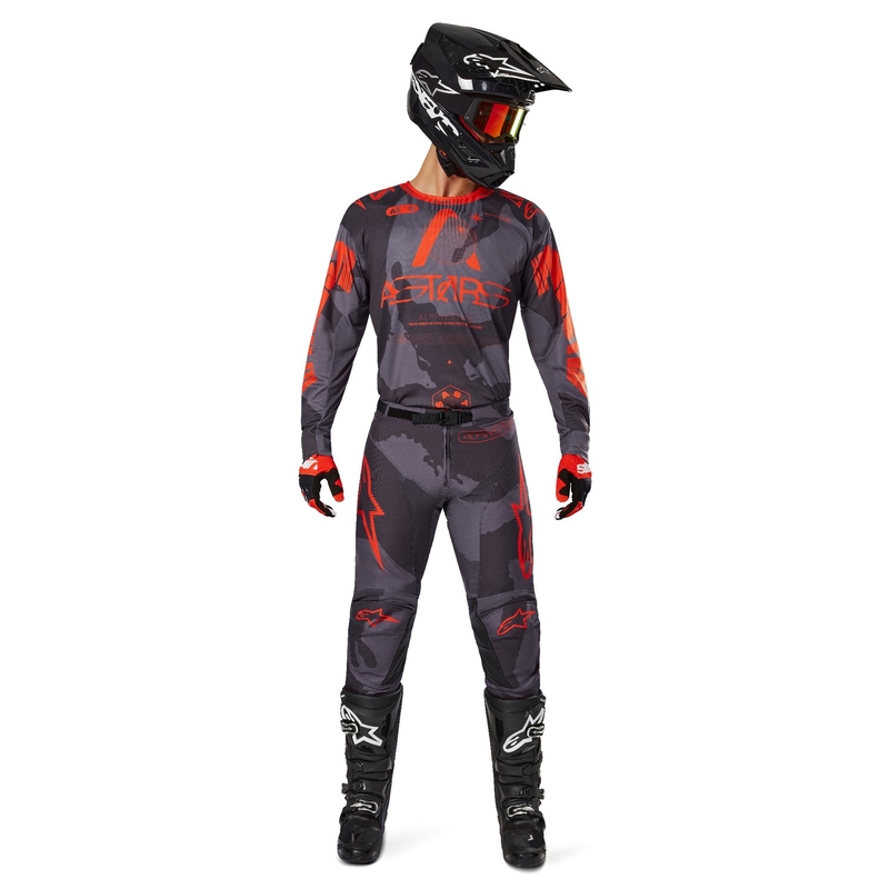Pantalón motocross Alpinestars Racer Hollow gris camuflaje-naranja fluo