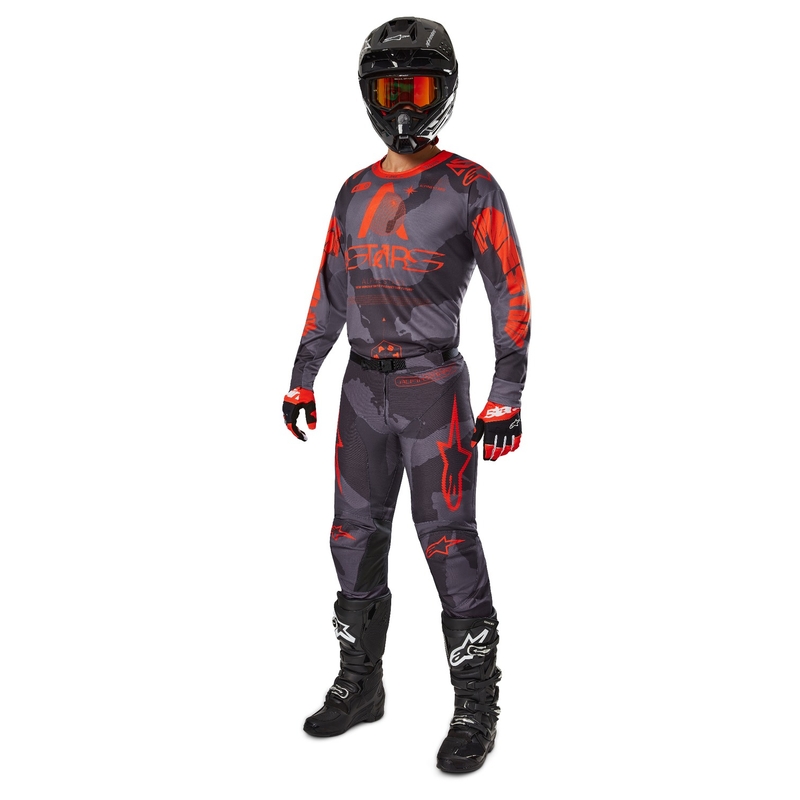 Pantalón motocross Alpinestars Racer Hollow gris camuflaje-naranja fluo