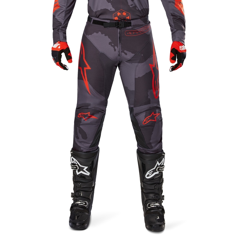 Pantalón motocross Alpinestars Racer Hollow gris camuflaje-naranja fluo