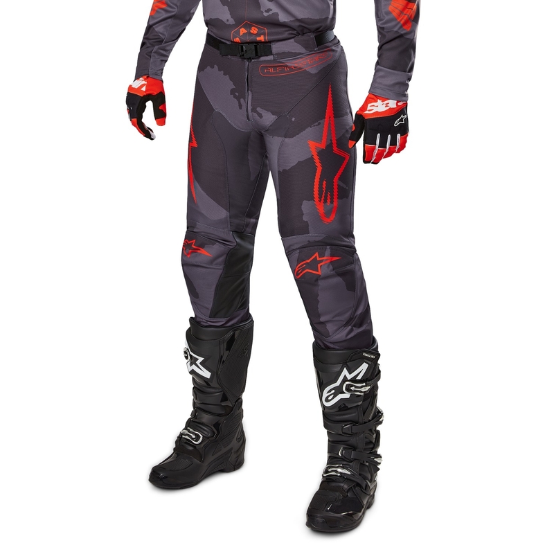 Pantalón motocross Alpinestars Racer Hollow gris camuflaje-naranja fluo