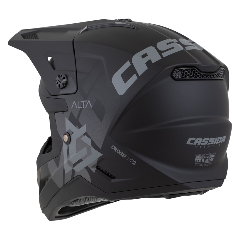 Casco de motocross infantil Cassida Cross Cup 2 Alta negro mate-gris