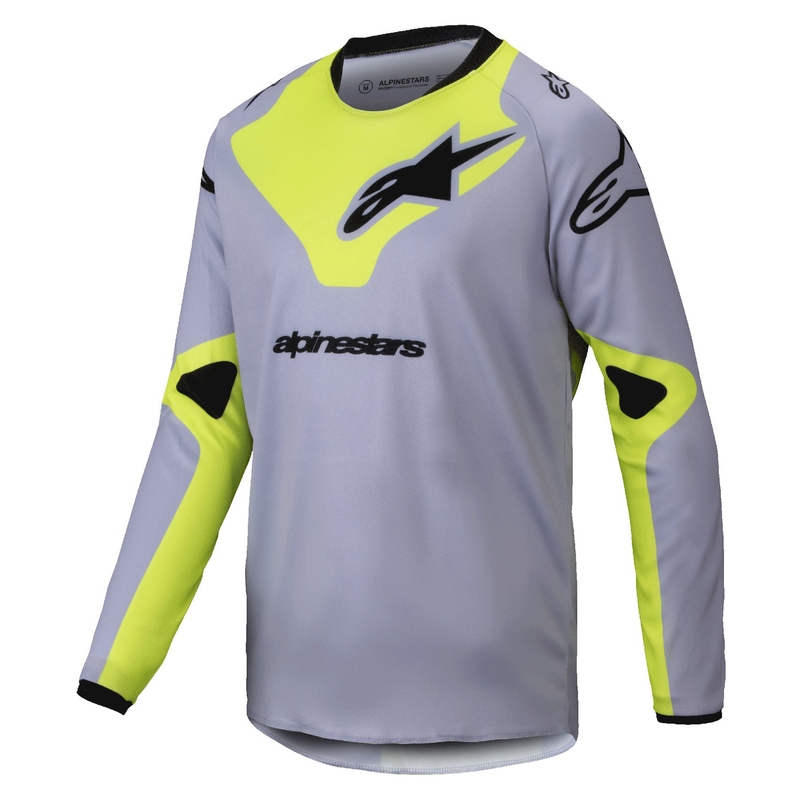 Maillot motocross niño Alpinestars Racer Veil gris-amarillo fluo