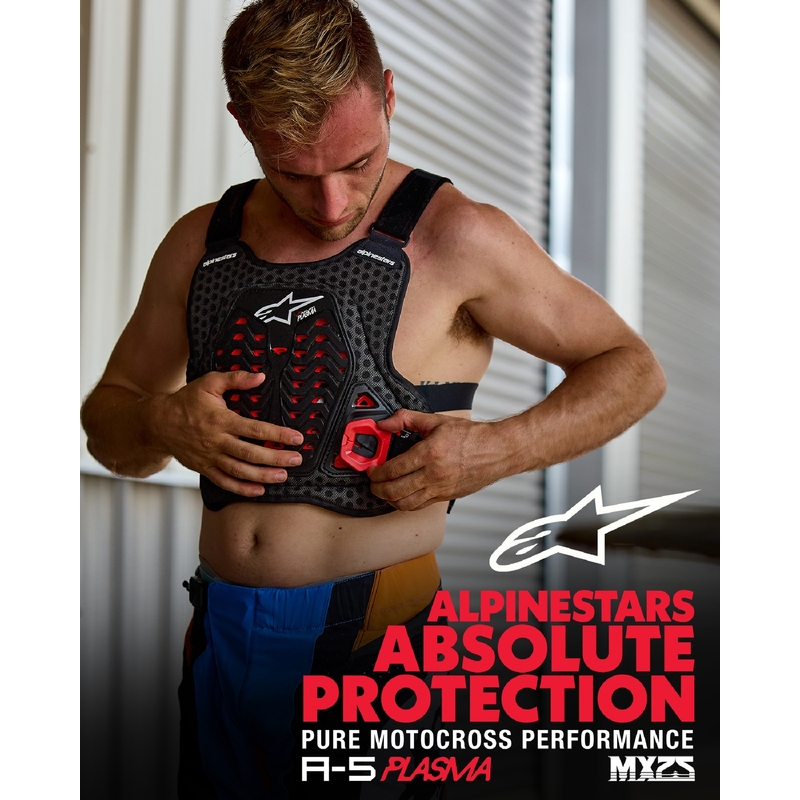 Protector de pecho Alpinestars A-5 Plasma negro-rojo-blanco
