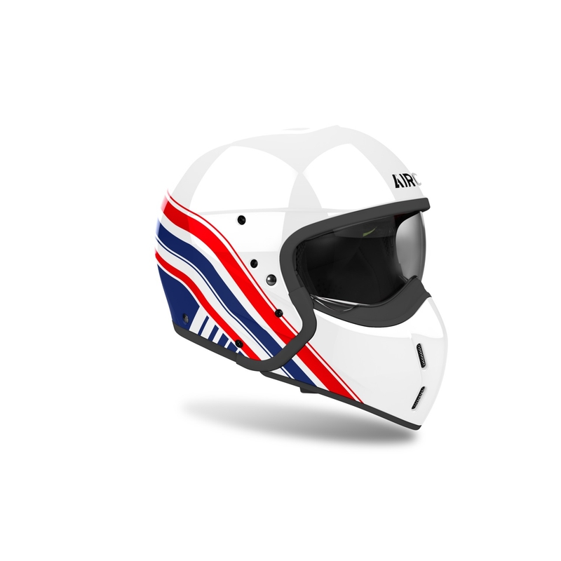 Casco de moto modular Airoh J110 Eon blanco-azul-rojo brillante