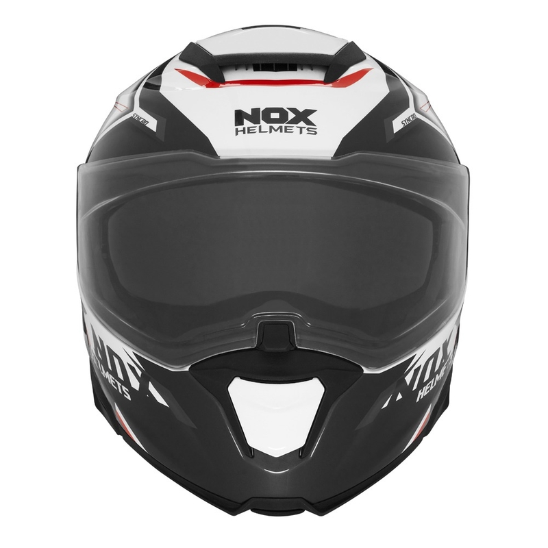 Casco de moto NOX N967 Synchro blanco-negro-rojo
