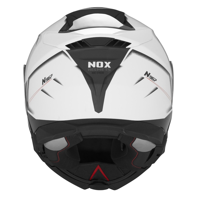 Casco de moto NOX N967 Synchro blanco-negro-rojo