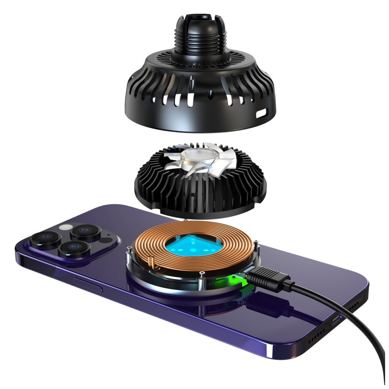 FIXED MagCool Soporte de Carga Inalámbrico con Refrigeración Activa con Soporte MagSafe Negro 15W