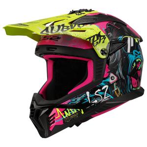 Casco de motocross LS2 MX708 Fast II Gorilla morado-amarillo