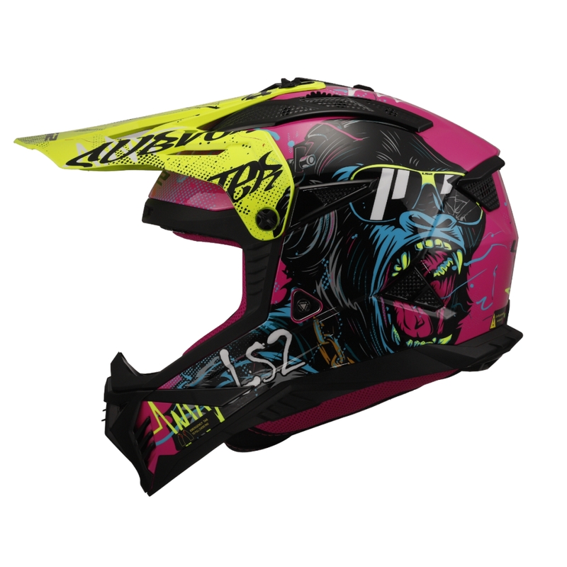 Casco de motocross LS2 MX708 Fast II Gorilla morado-amarillo