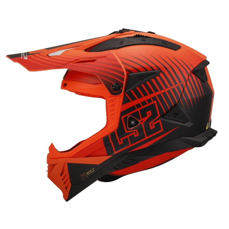 Casco de motocross LS2 MX708 Fast II Duck naranja-rojo
