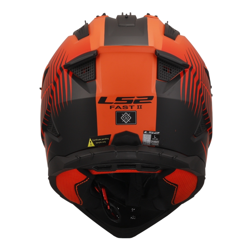 Casco de motocross LS2 MX708 Fast II Duck naranja-rojo