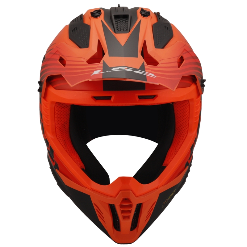 Casco de motocross LS2 MX708 Fast II Duck naranja-rojo