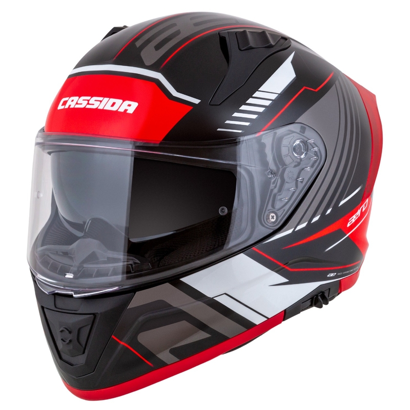 Casco integral de moto Cassida Aero Drome negro-rojo-blanco-gris