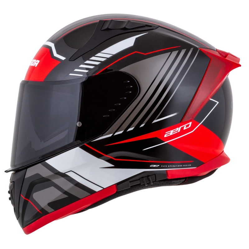 Casco integral de moto Cassida Aero Drome negro-rojo-blanco-gris