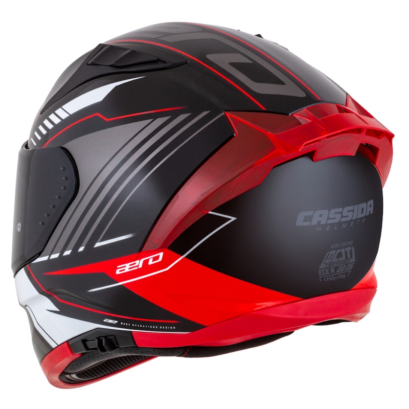 Casco integral de moto Cassida Aero Drome negro-rojo-blanco-gris
