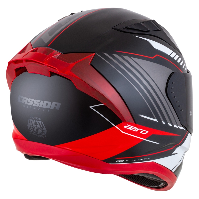 Casco integral de moto Cassida Aero Drome negro-rojo-blanco-gris