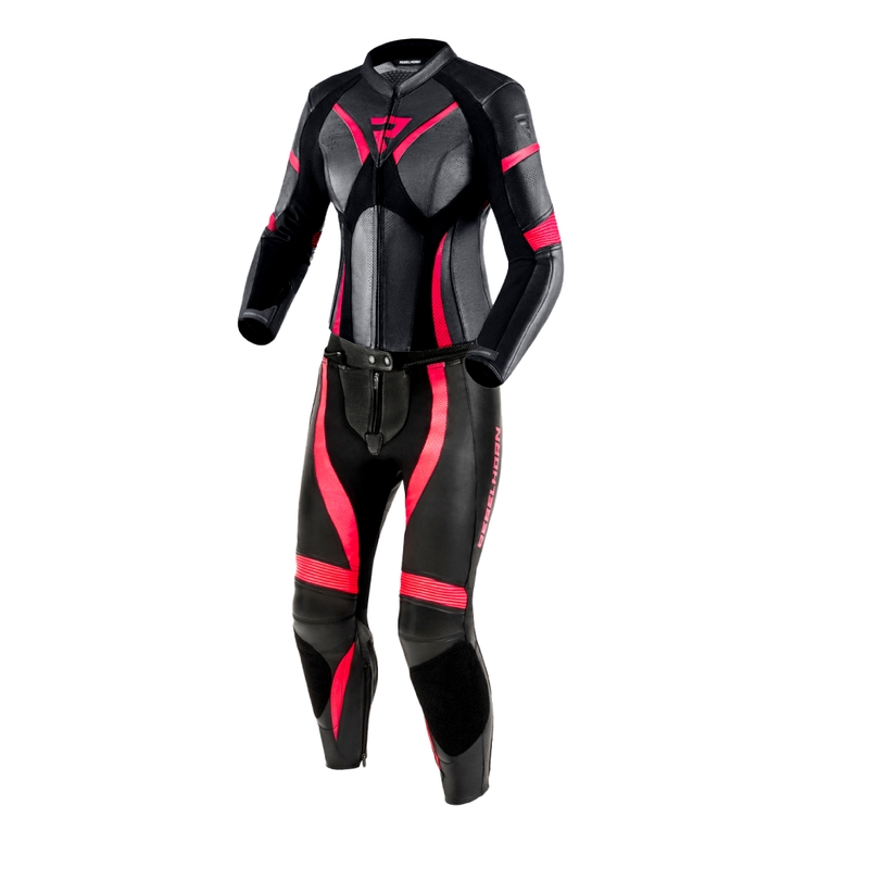 Rebelhorn Rebel Mono de cuero para mujer Negro brillante y rosa