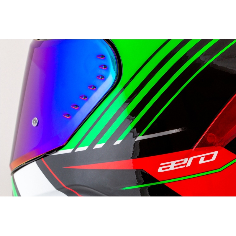 Casco integral de moto Cassida Aero Drome negro-rojo-verde-blanco