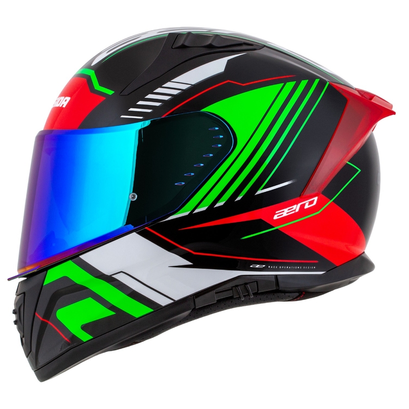 Casco integral de moto Cassida Aero Drome negro-rojo-verde-blanco
