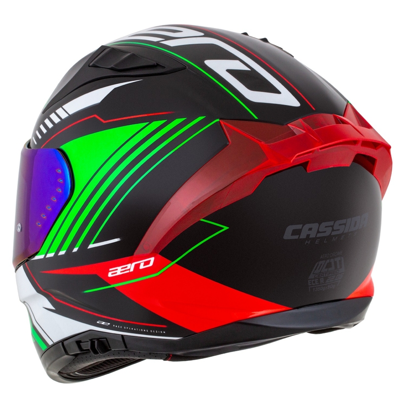Casco integral de moto Cassida Aero Drome negro-rojo-verde-blanco
