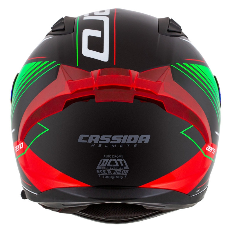Casco integral de moto Cassida Aero Drome negro-rojo-verde-blanco