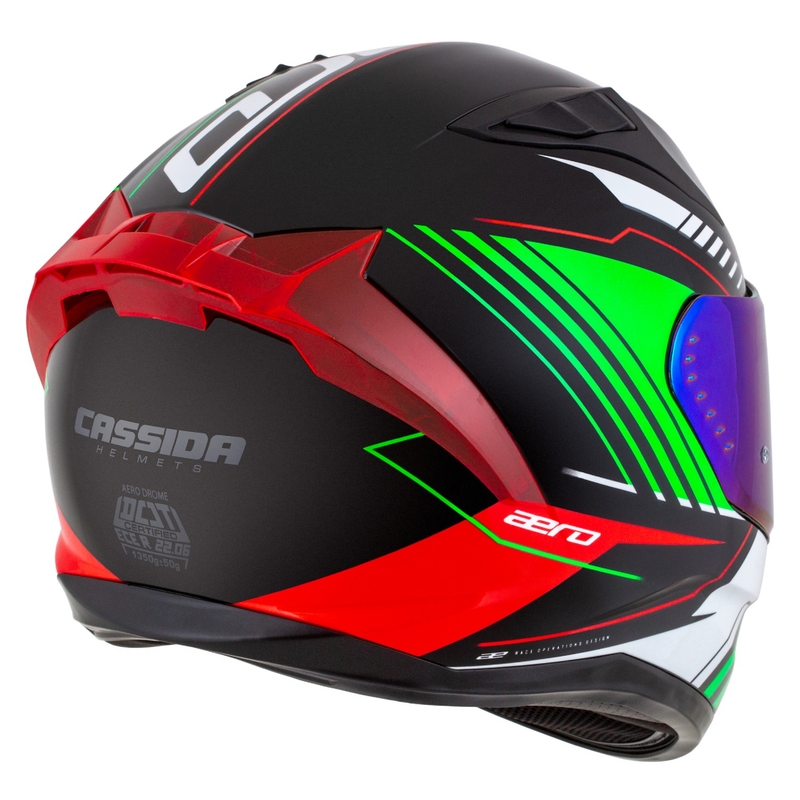 Casco integral de moto Cassida Aero Drome negro-rojo-verde-blanco