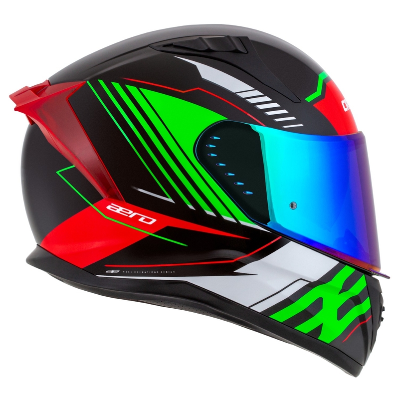 Casco integral de moto Cassida Aero Drome negro-rojo-verde-blanco