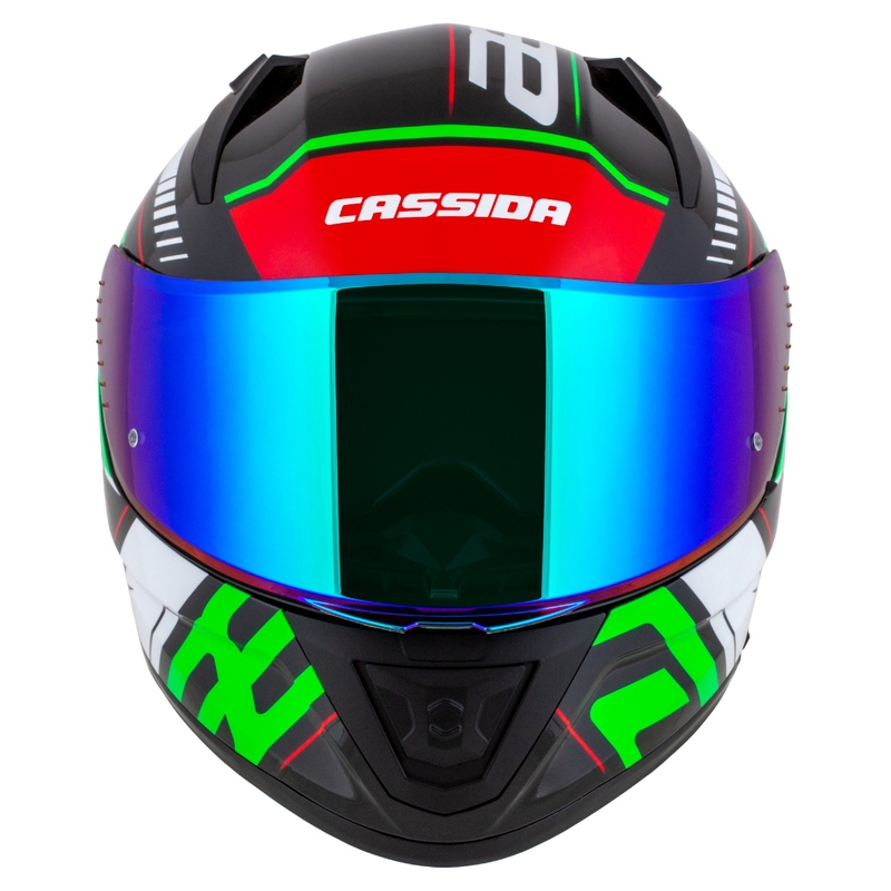 Casco integral de moto Cassida Aero Drome negro-rojo-verde-blanco