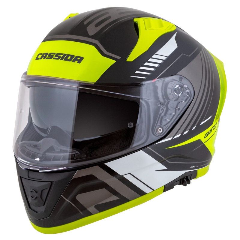 Casco integral de moto Cassida Aero Drome negro-fluo-amarillo-blanco-gris