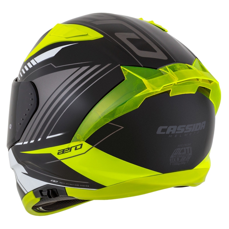 Casco integral de moto Cassida Aero Drome negro-fluo-amarillo-blanco-gris