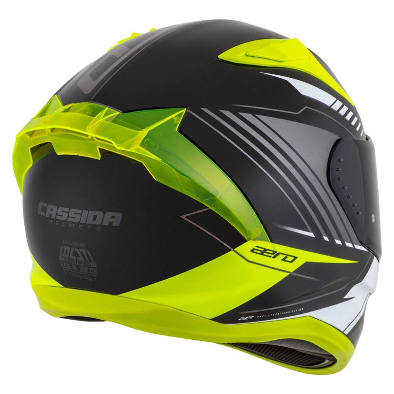 Casco integral de moto Cassida Aero Drome negro-fluo-amarillo-blanco-gris