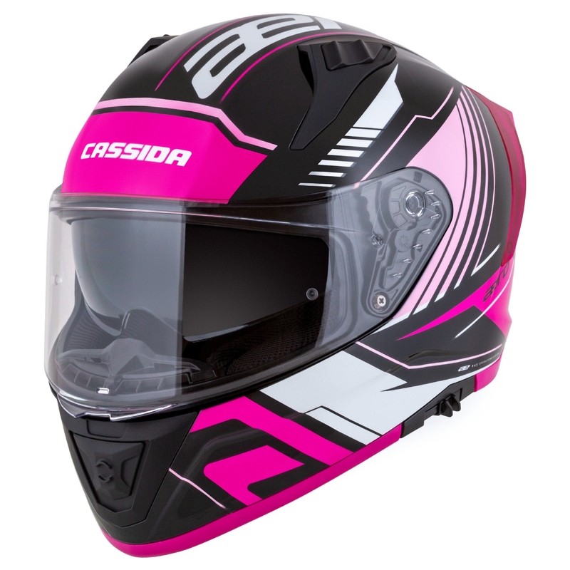 Casco integral de moto Cassida Aero Drome negro-rosa-blanco